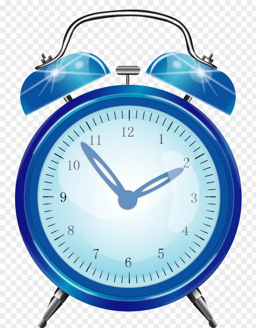 Vector Hand-painted Blue Alarm Clock Bedroom Table Device PNG