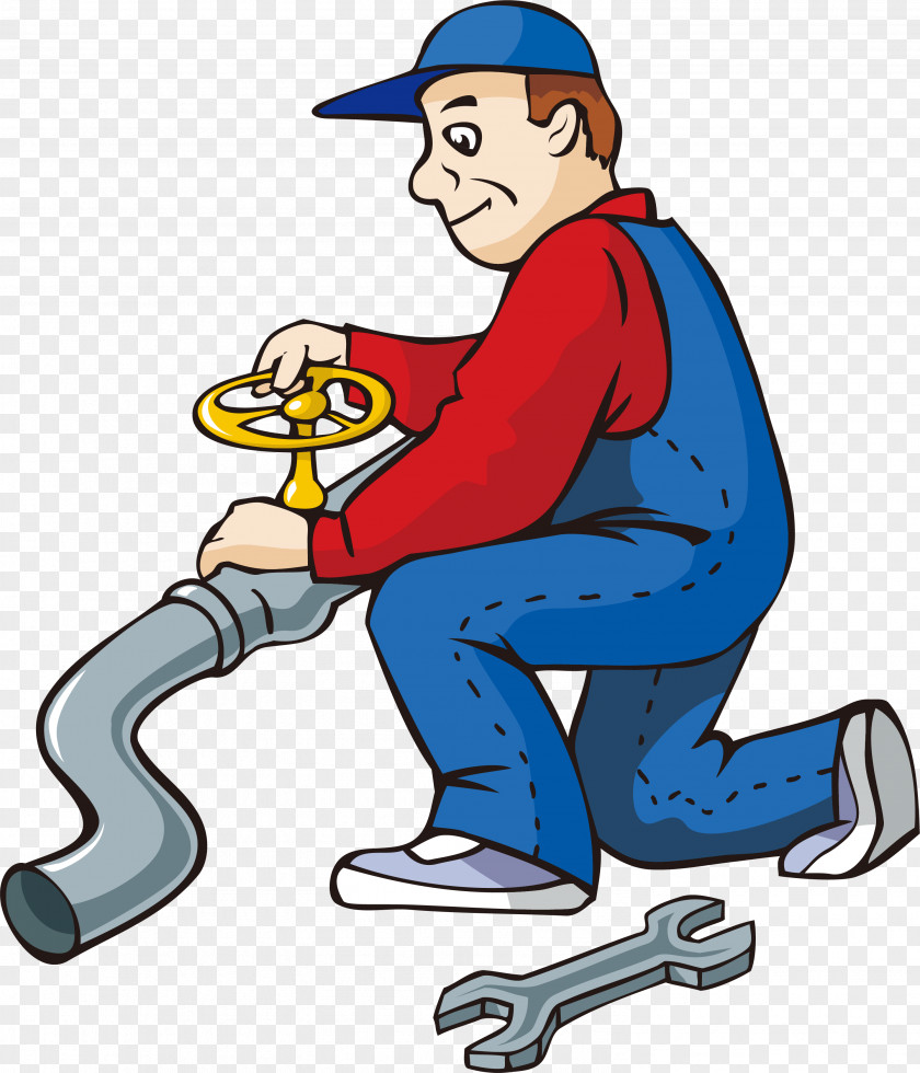 Cartoon Water Pipe Repairman PNG