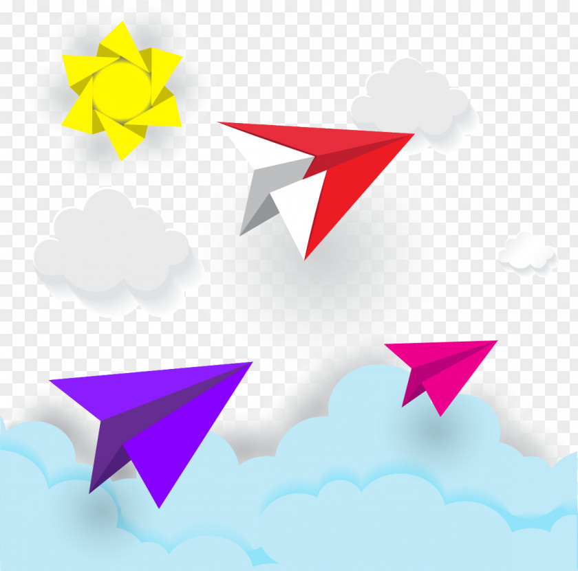 Color Paper Airplane Clip Art PNG