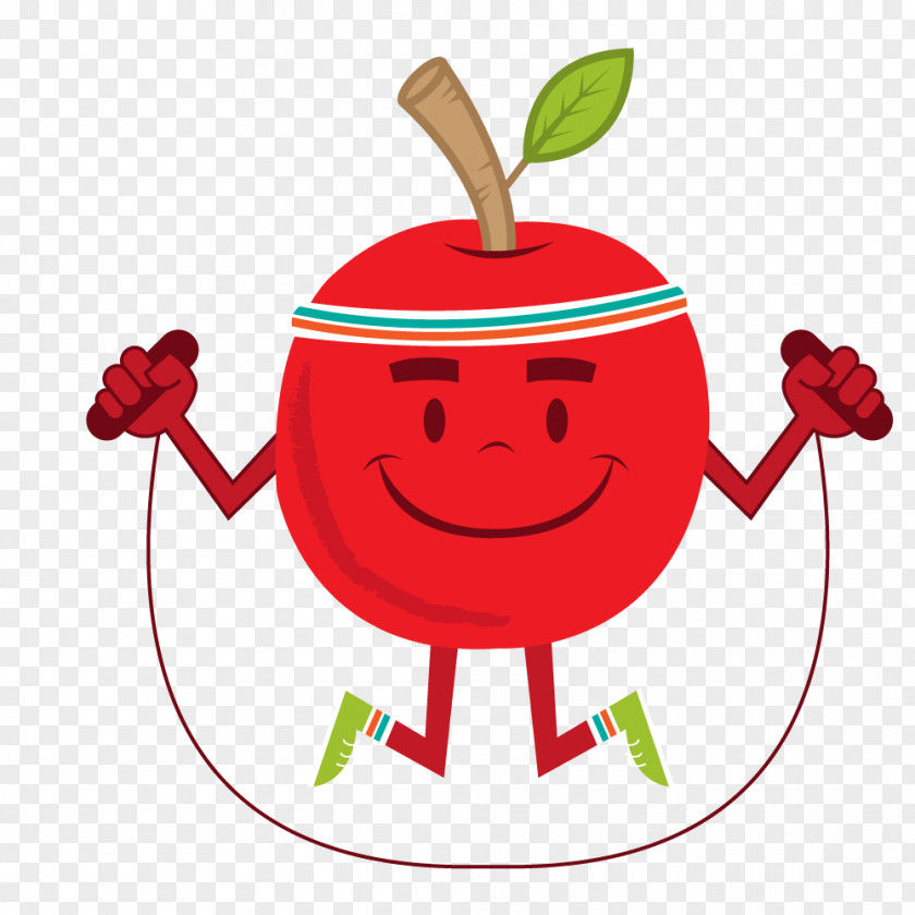Skipping Cartoon Red Apple Physical Exercise Dieting Nutrition Personal Trainer PNG