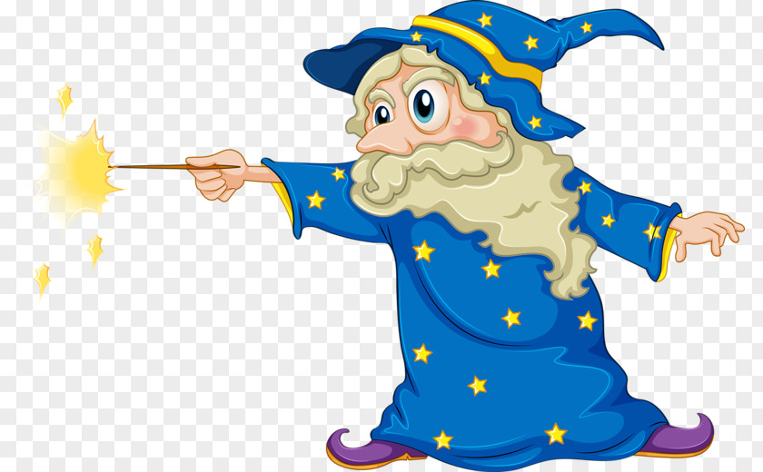 Blue Wizard Wand Magician Illustration PNG