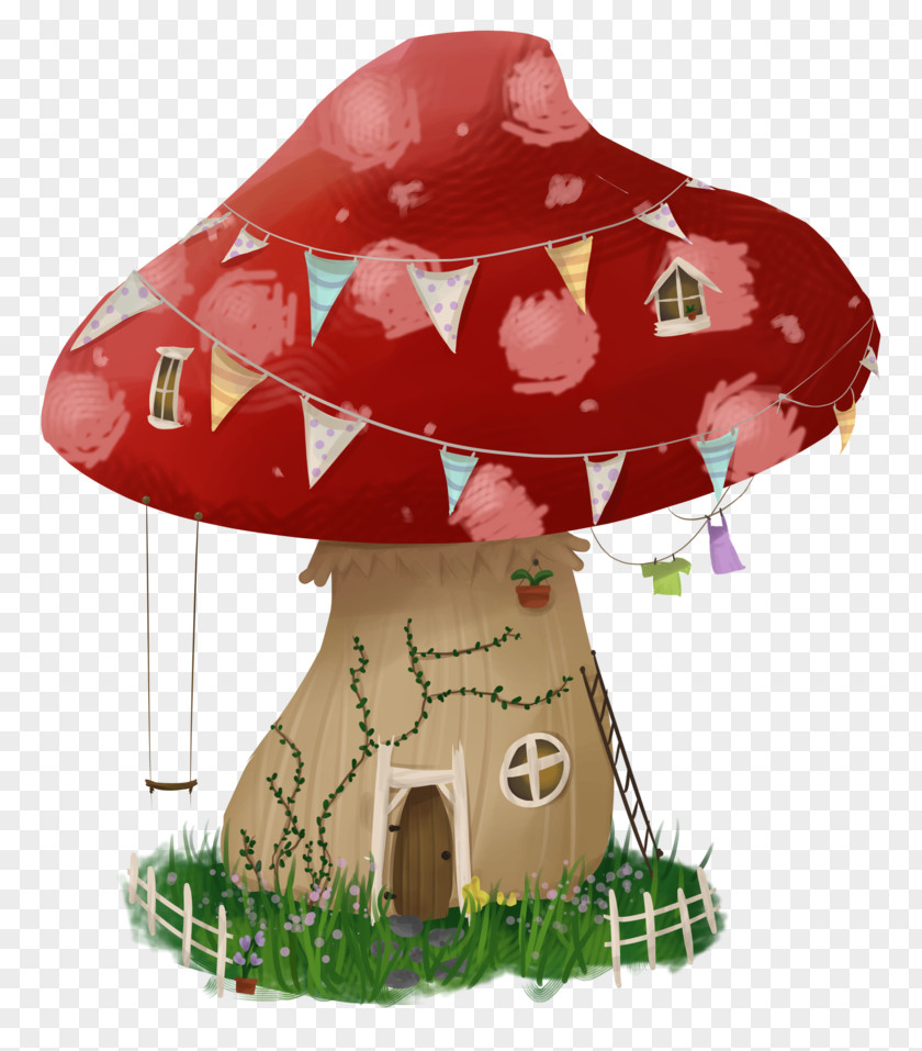 Mushroom House Christmas Ornament PNG