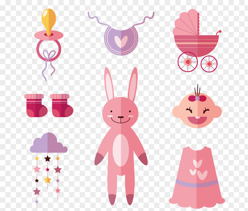 Pink Baby Tableware Infant Clip Art PNG