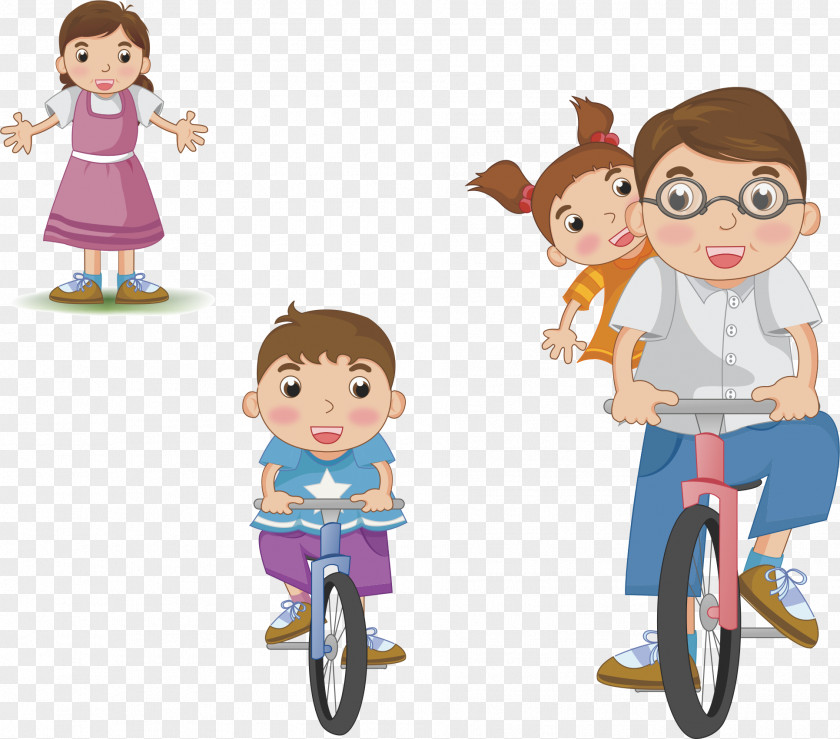 Ride The Bike To Play Family Drawing Mother Clip Art PNG
