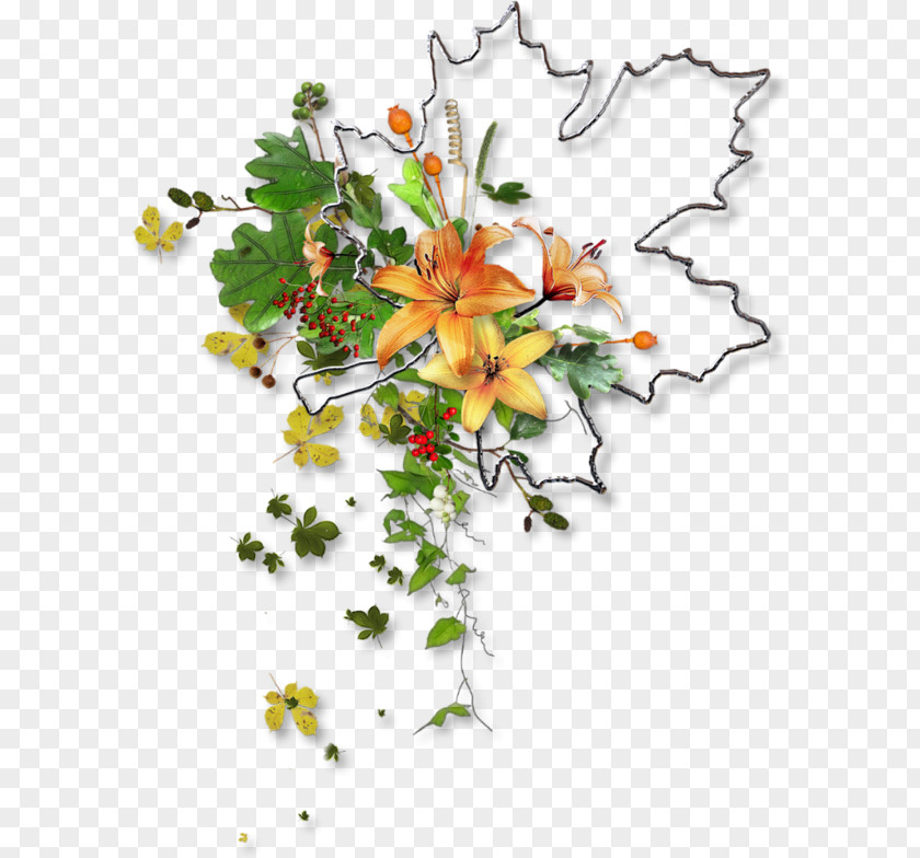 Autumn Floral Design Cut Flowers Leaf PNG