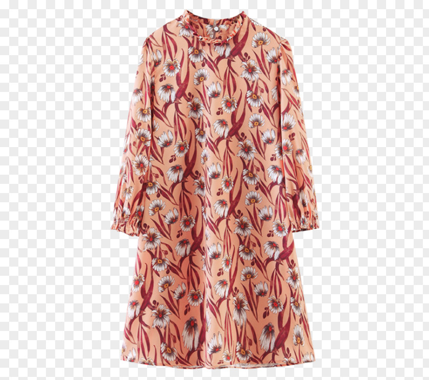 Fashion Pink Lines Sleeve Dress A-line Miniskirt PNG