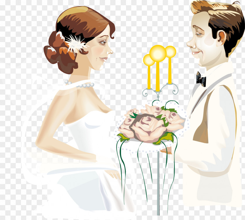 Vector Wedding Couple Love Valentines Day Clip Art PNG