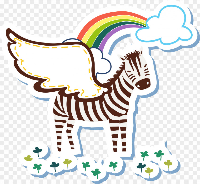 Vector White Horse Cartoon Zebra PNG