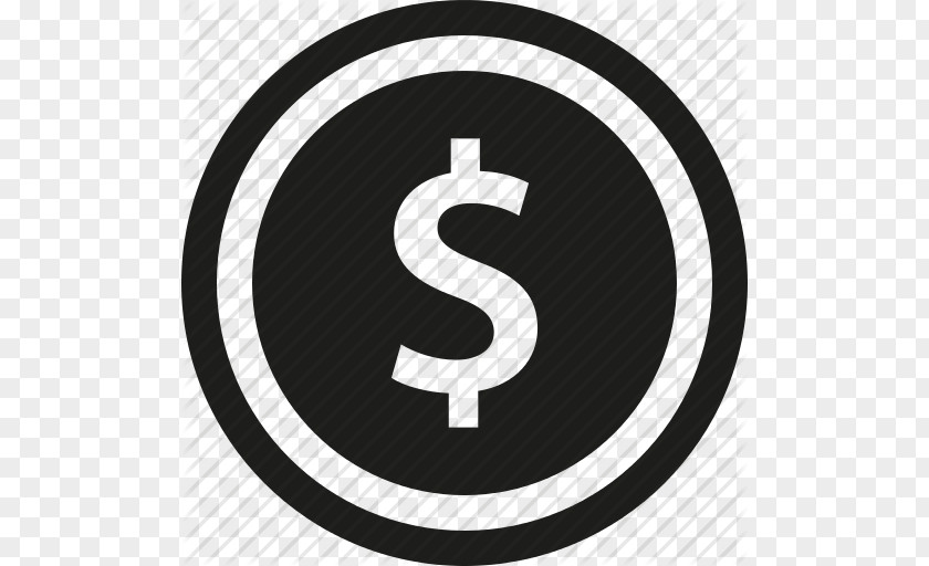 Dollar Sign Outline Coin Flat Design Icon PNG