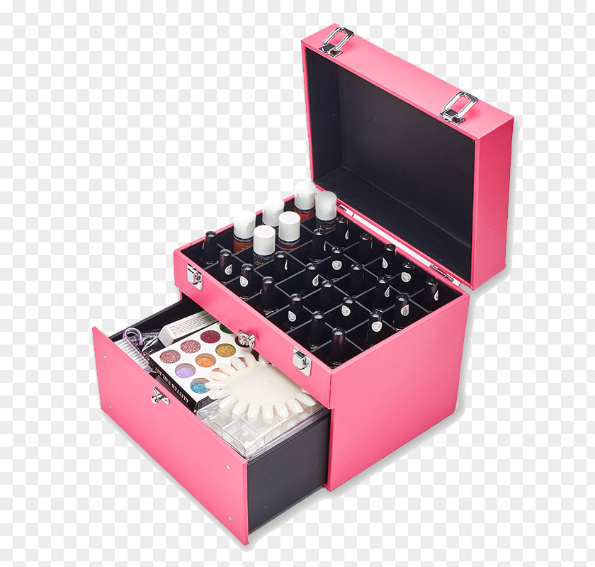 Pink Nail Make-Up Case Box Cosmetics Make-up PNG