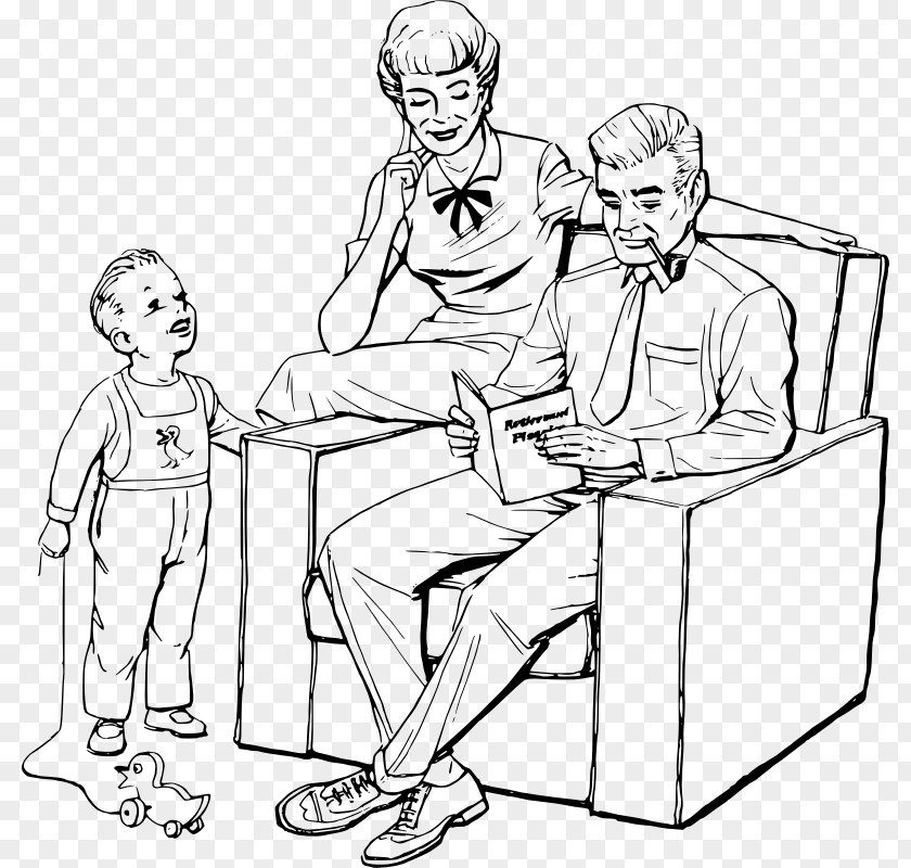 Family Reading Nuclear Father Clip Art PNG