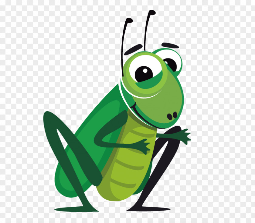 Hand-painted Grasshopper Insect Cartoon Cricket Clip Art PNG