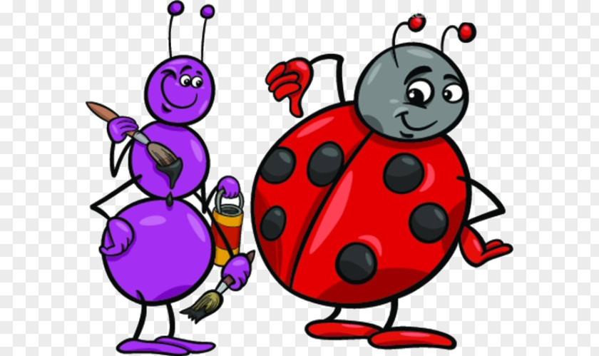 Cartoon Ants Seven Star Ladybugs Insect Coloring Book Child Illustration PNG