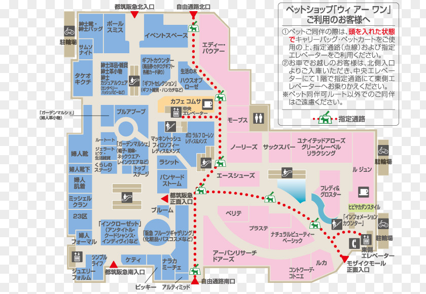 Shopping Center MOSAICMALL Kohoku 都筑阪急 Map Centre Plan PNG