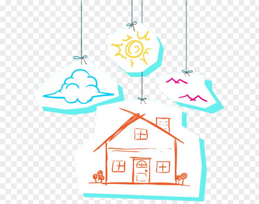 Sun Clouds House Picture Material Painting Download Silhouette Adobe Illustrator PNG