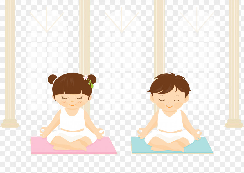 Two Cartoon Kids Yoga Sutras Of Patanjali Child PNG