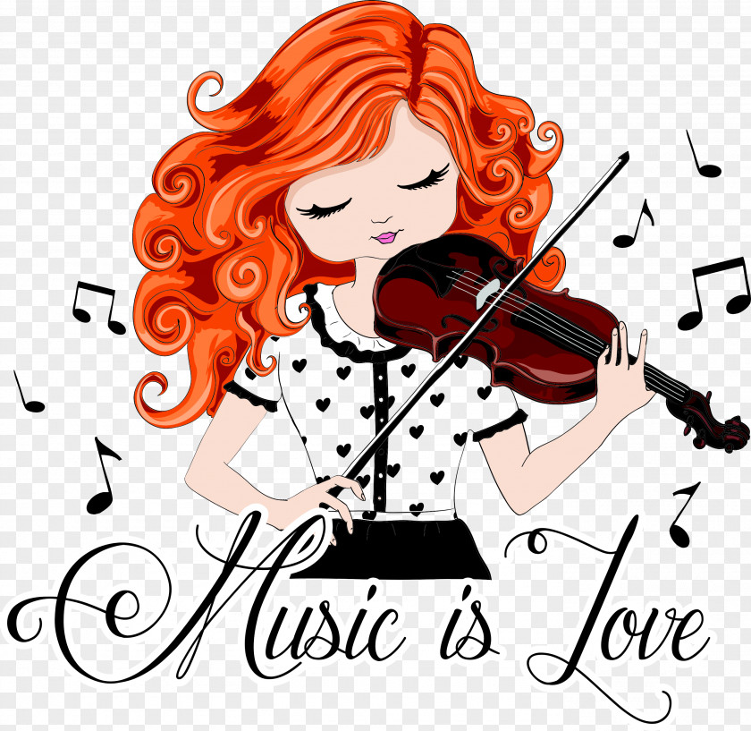 Vector Cartoon Fashion Women Violin Drawing Cello Illustration PNG