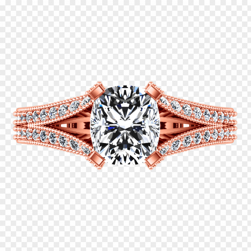 Diamond Cut Engagement Ring Gold PNG