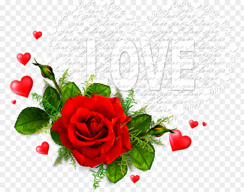 Lovely Text Heart Valentine's Day Flower Love Clip Art PNG