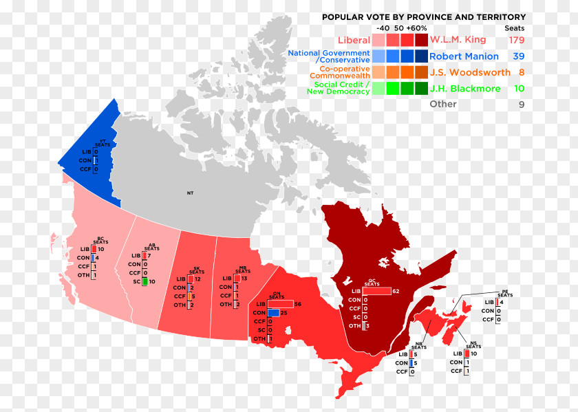 Canada Canadian Federal Election, 1940 Map 2011 1958 PNG