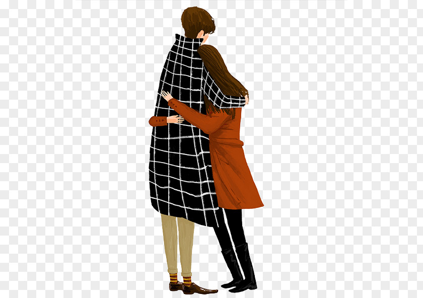 Embracing Couple Significant Other Hug Romance Falling In Love Illustration PNG