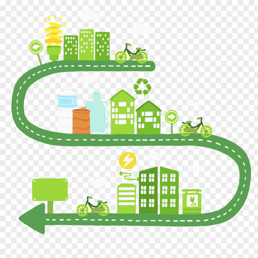 The Direction Of Development A Curved Green City Icon PNG direction of the development a curved green city icon clipart PNG