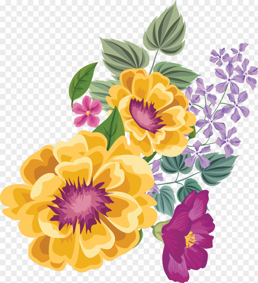 Watercolor Painted Yellow Flowers Floral Design Flower Painting PNG