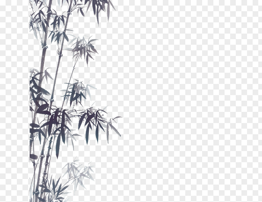 Chinese Wind Bamboo Background Mozhu Ink Wash Painting PNG