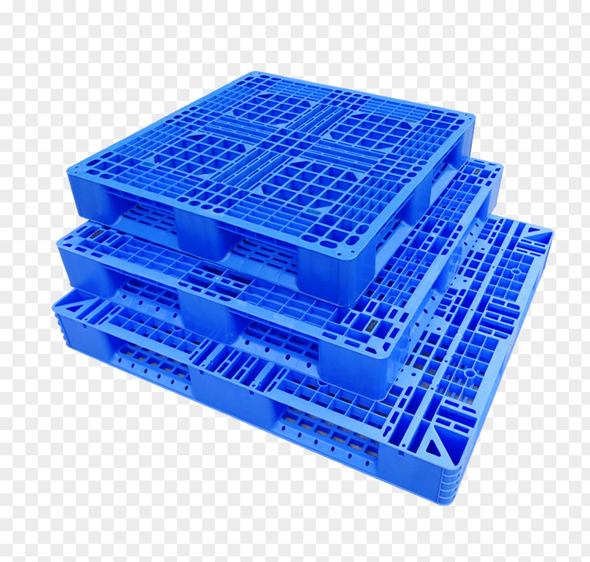 Blue Field Bottom Tray Plastic Pallet Goods High-density Polyethylene PNG
