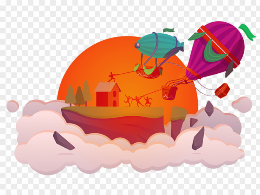 Cloud Balloon Banner Decoration Cartoon PNG