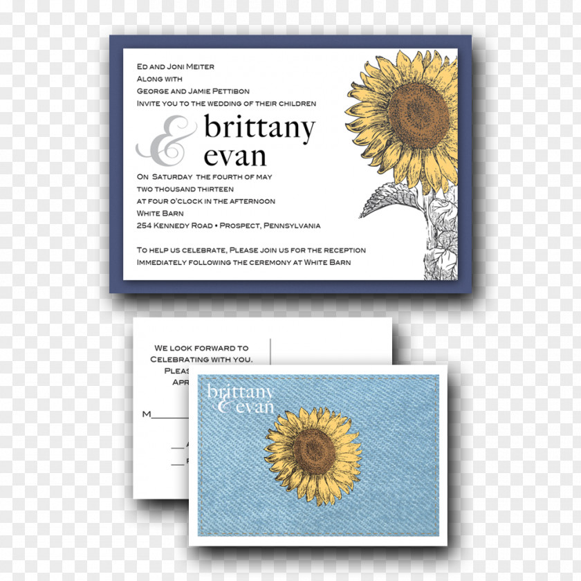 Sunflower Wedding Invitation Save The Date Teal Bride PNG
