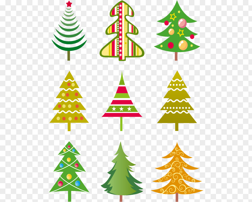 Vector Color Christmas Tree Collection Clip Art PNG