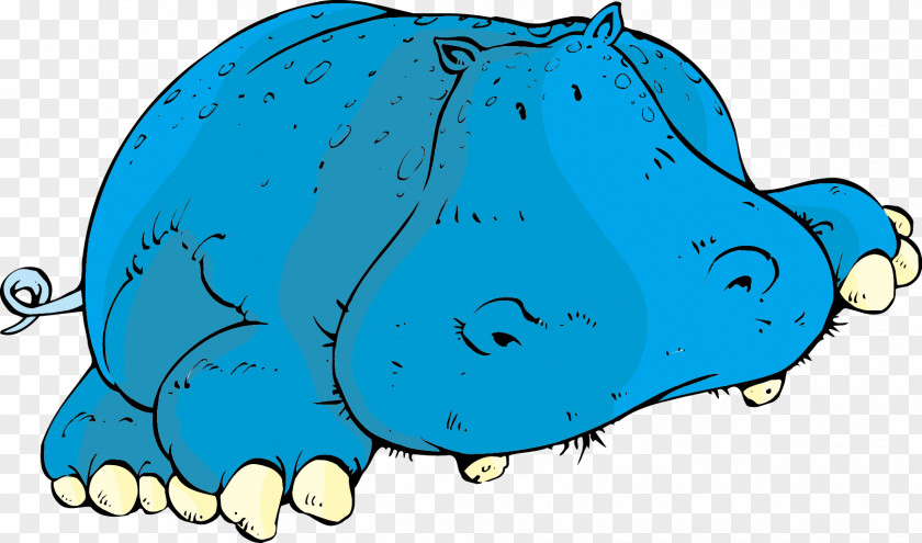 Vector Cartoon Hippo Hippopotamus Blue Clip Art PNG