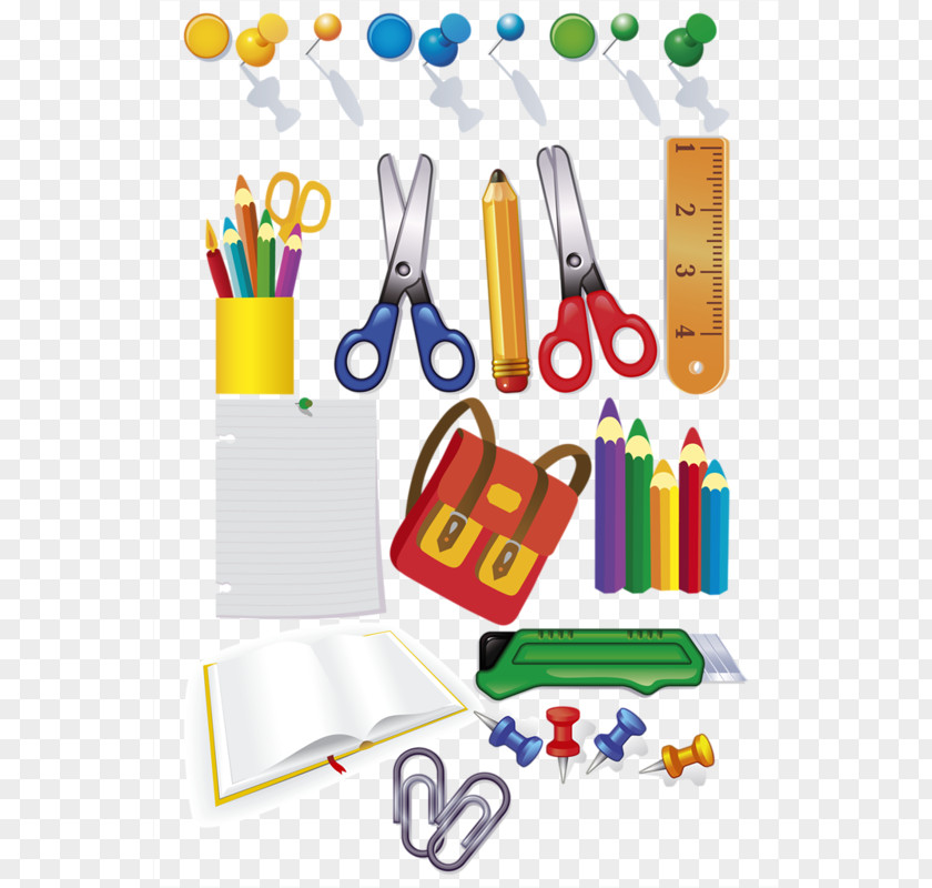 Cartoon Painted Scissors Pencil Ruler School Supplies Stationery PNG