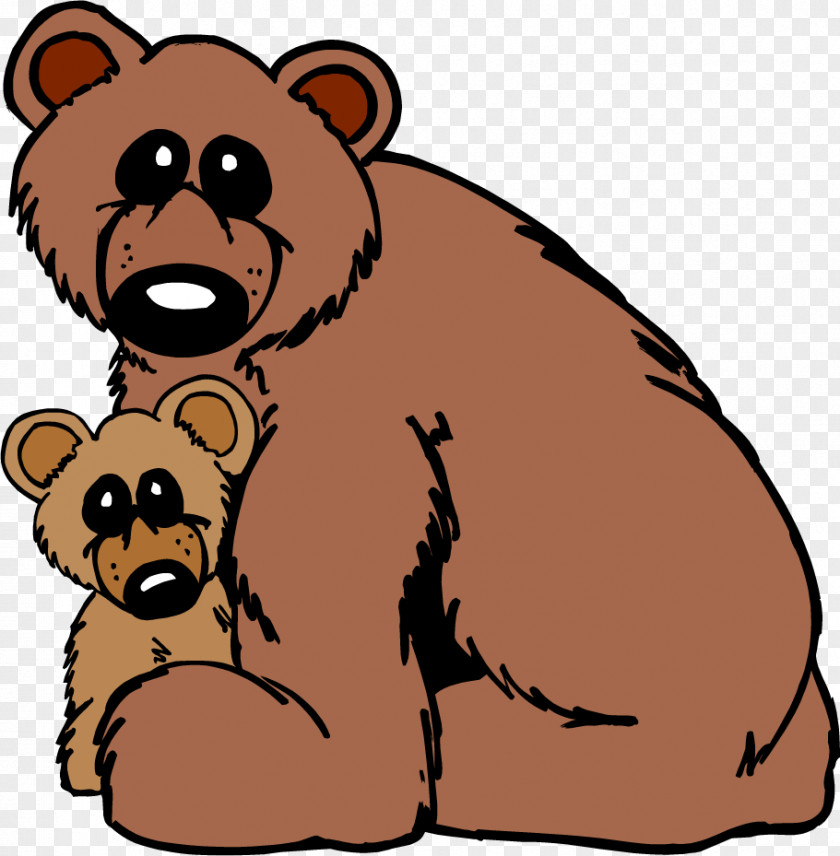 Mother Bear Cartoon Brown Baby Polar American Black Clip Art PNG