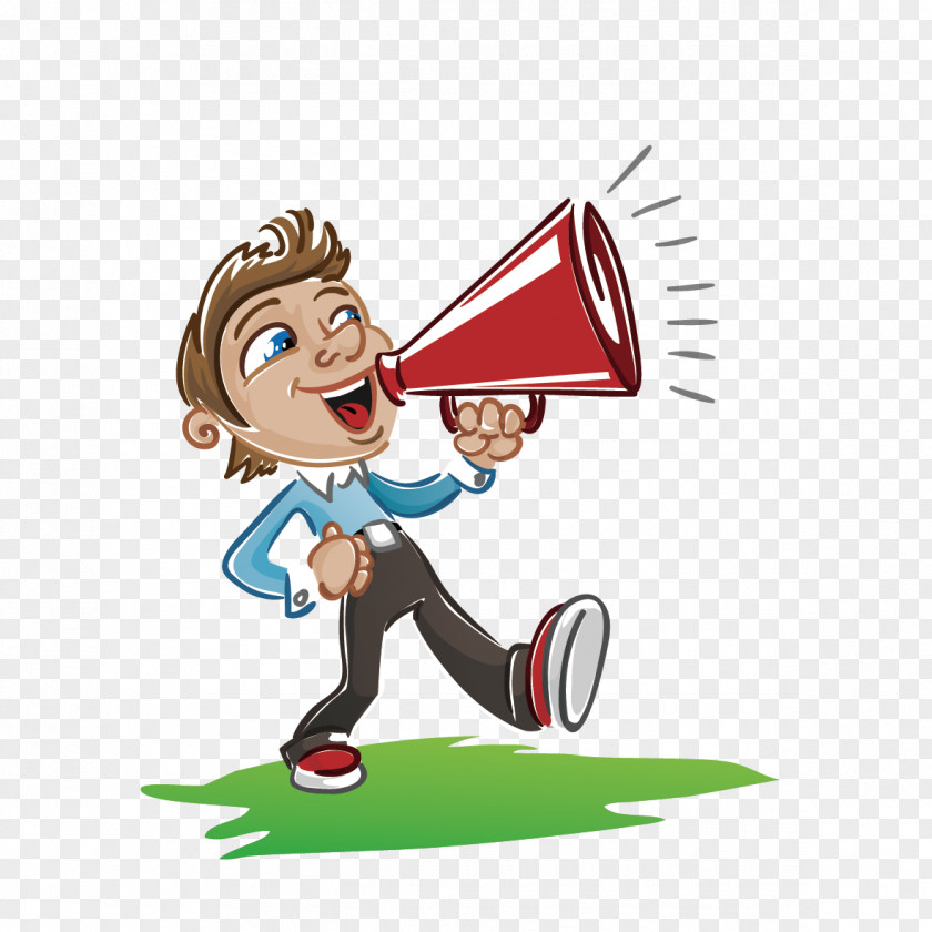 Take Horn Man Broadcasting Cartoon Loudspeaker PNG