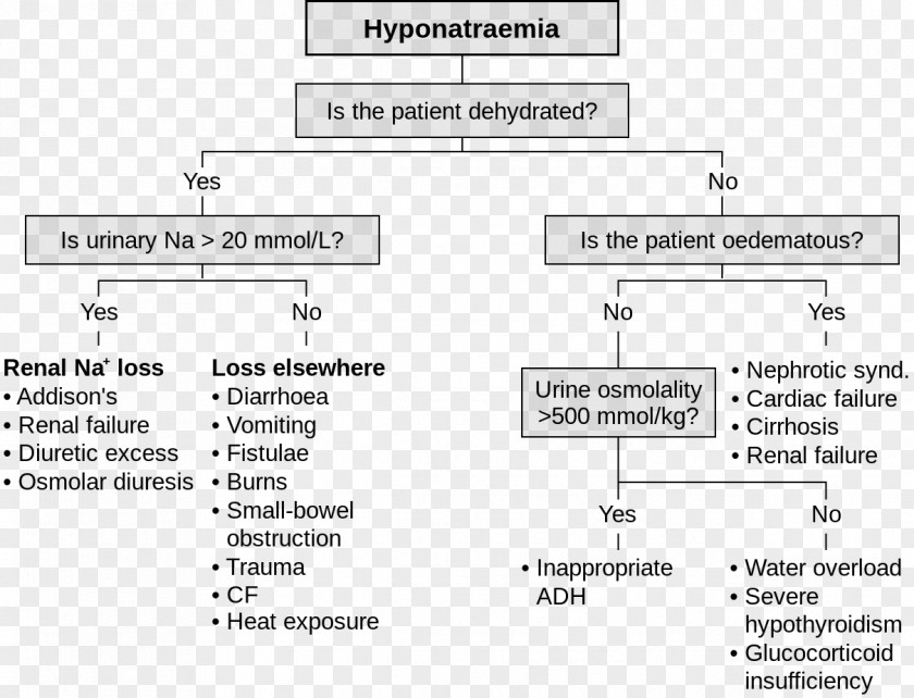 Reasons Hyponatremia Hypernatremia Hypovolemia Flow Diagram Flowchart PNG