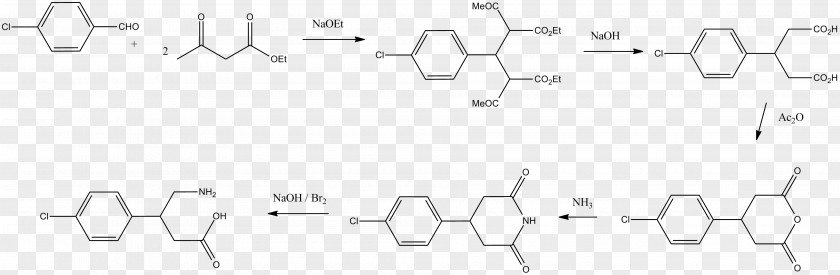 Synthetic Baclofen Chemical Synthesis Reaction Prodrug Condensation PNG