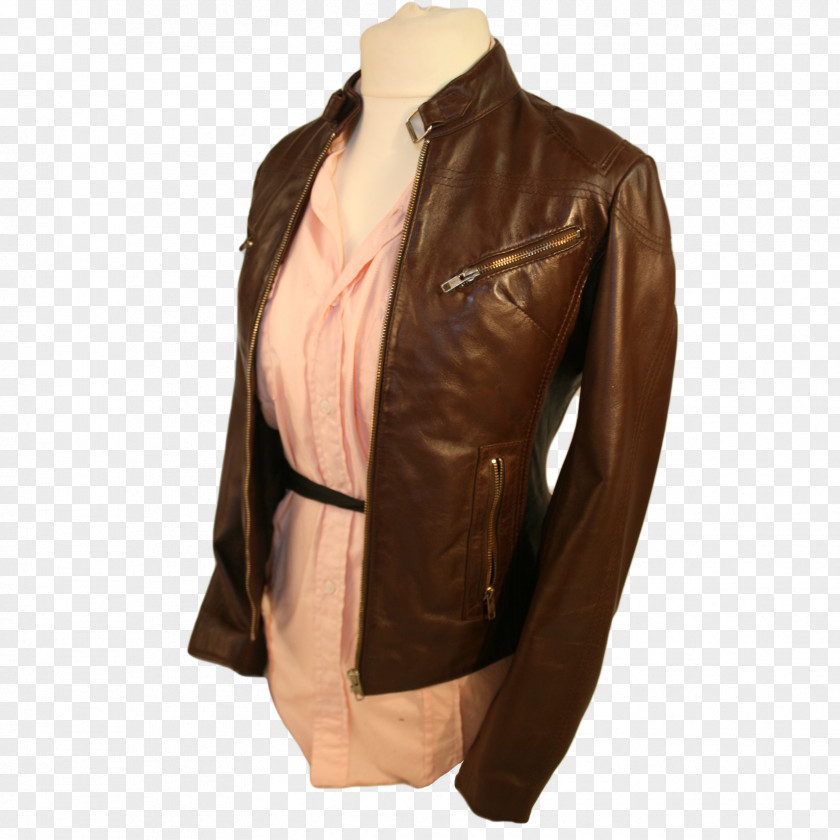 Jacket Leather Flight Tan PNG