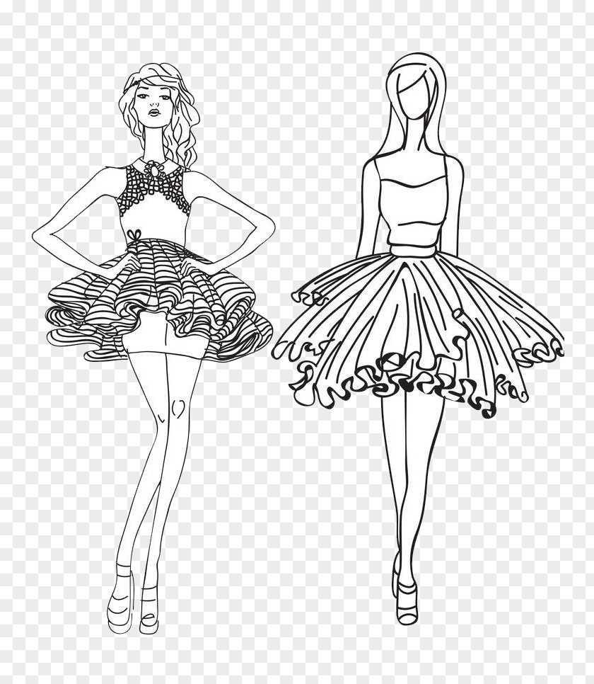 Line Female Model Skirt Illustration PNG