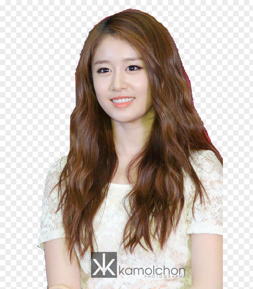 Park Jiyeon Hairstyle Long Hair Coloring Wig PNG