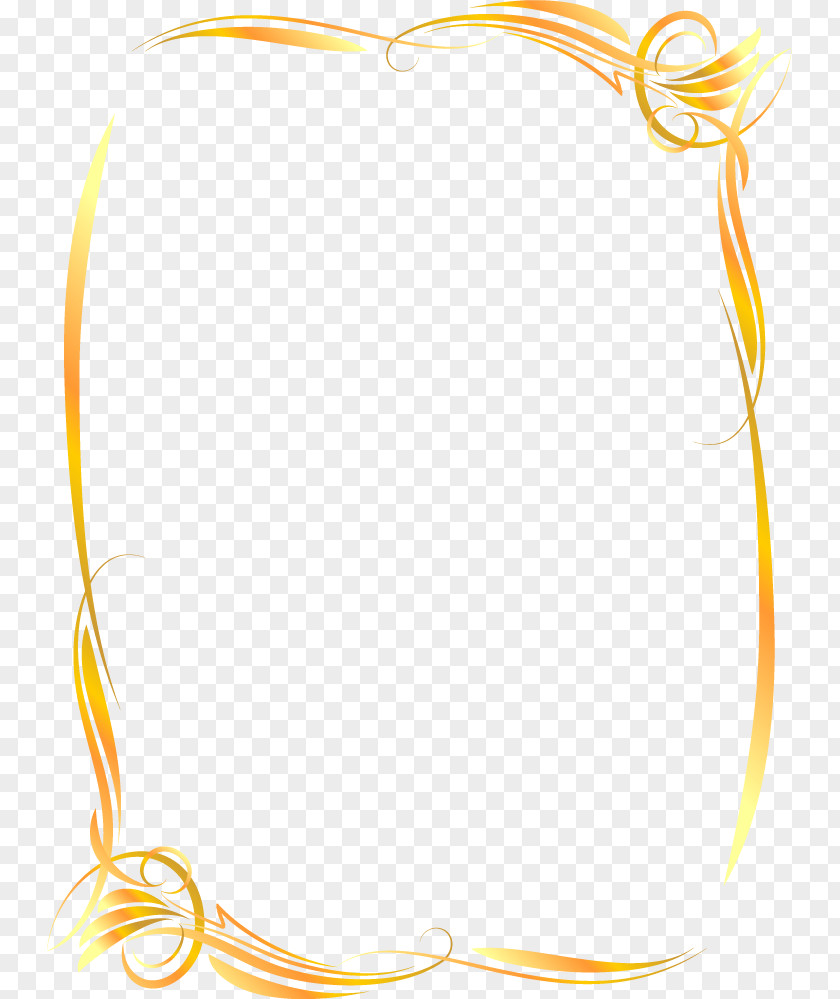 Yellow Ornament Gold Picture Frames PNG