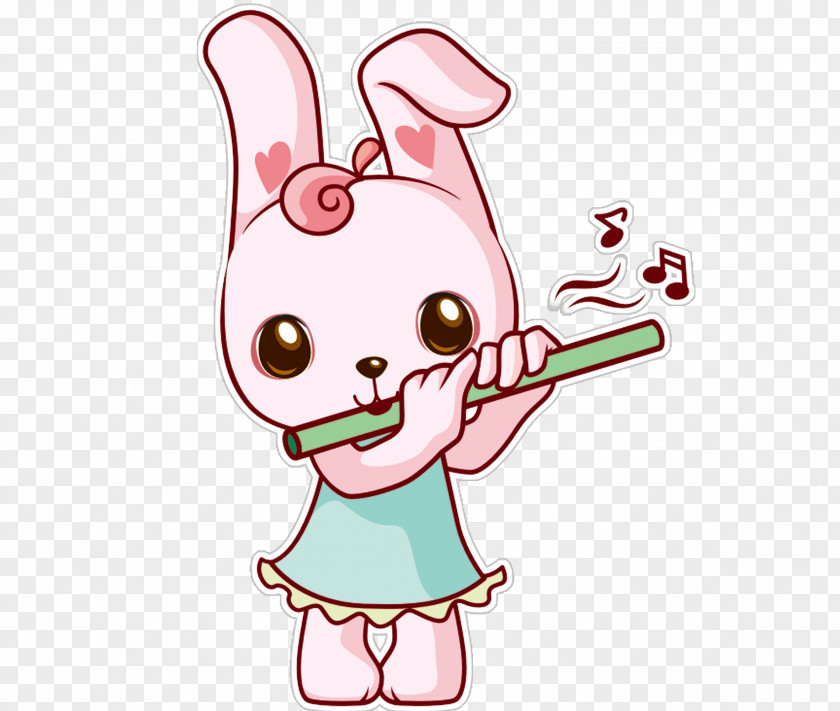 Flute Bunny Dizi Cartoon Xiao PNG