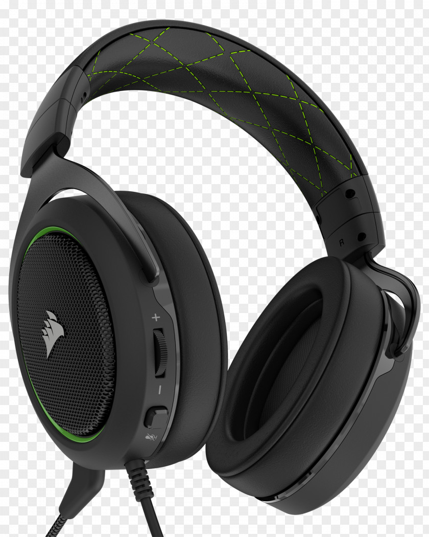 Gaming Headset Green Corsair HS50 Headphones Components Microphone PNG