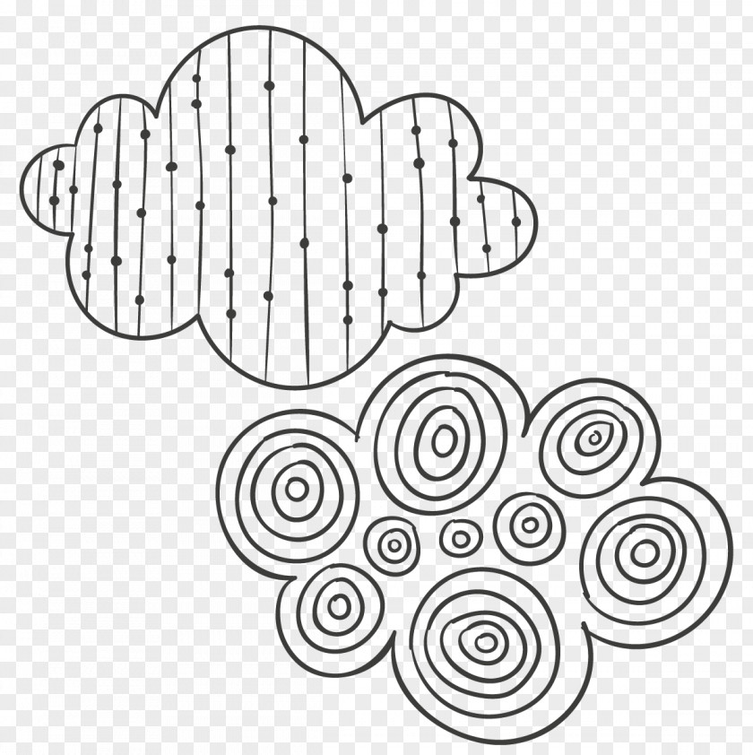 Hand-painted Pattern Clouds Black And White Drawing PNG