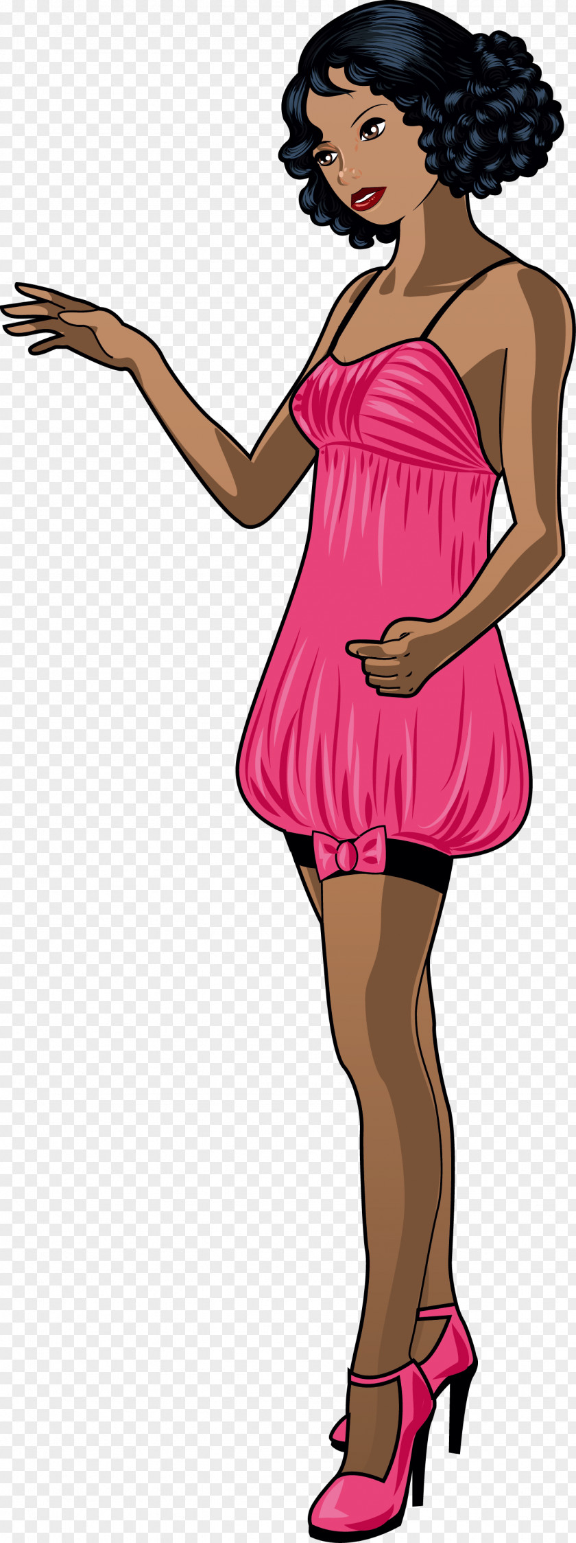 A Woman In Long Dress Cartoon Comics Illustration PNG