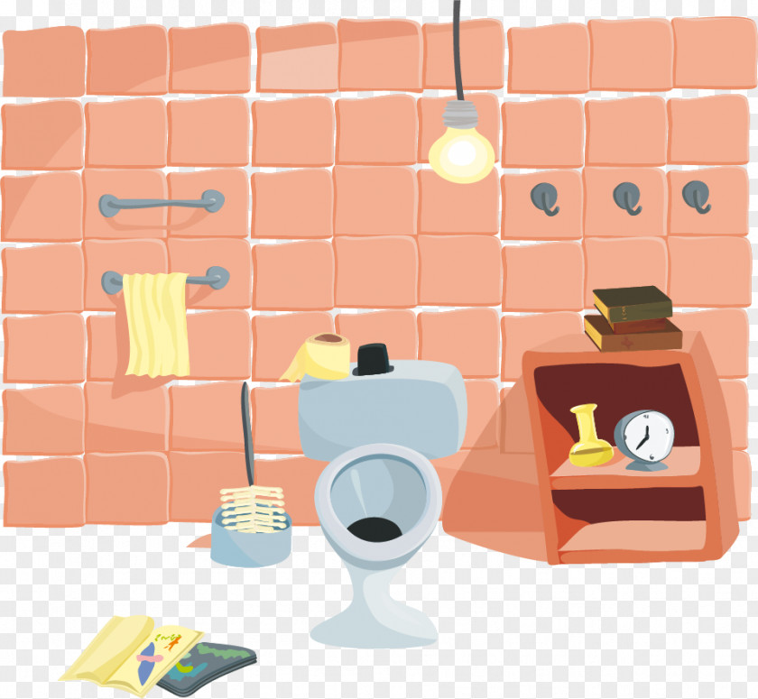 Vector Hand-painted Toilet Cartoon Interior Design Services Illustration PNG