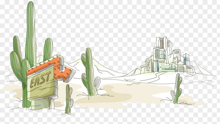 Painted Desert Landscape Plan Erg Cactaceae Fukei Illustration PNG