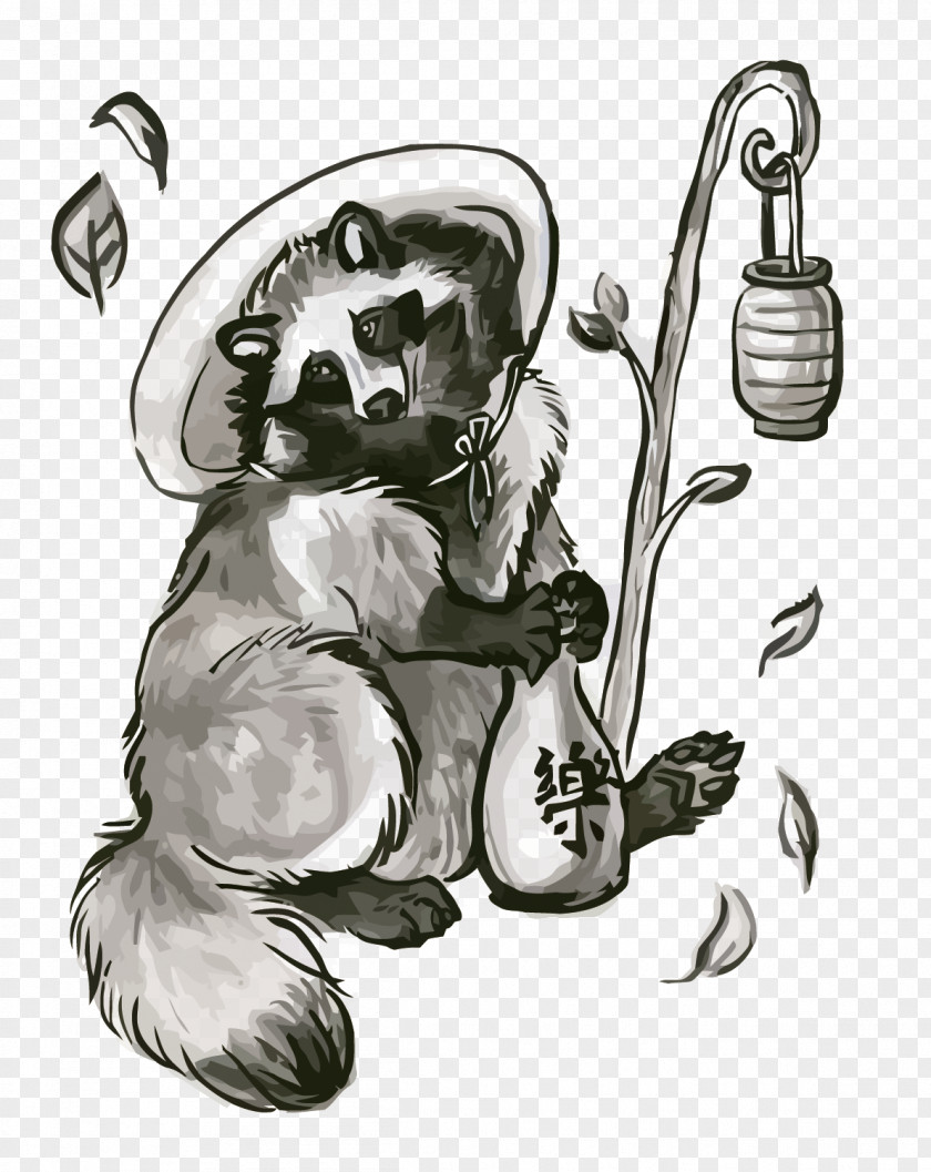 Vector Raccoon Anchor Japanese Dog Visual Arts Drawing Ink Wash Painting PNG