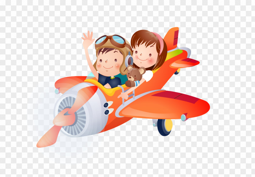 Fly Kids Airplane Child Cartoon PNG